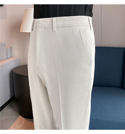 Men Solid Boutique Suits Pants Male Formal Wear Wedding Dress Trousers Quality Men British Style Business Casual Suit Pants 36