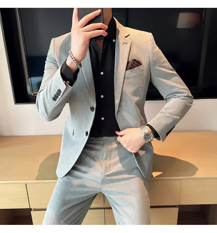 Terno Masculino Casual de Escritório Noivo Casamento Blazer Calça Social