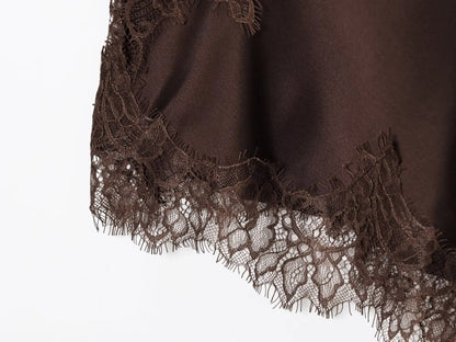 Women Fashion Asymmetric Lace Tops Sexy V Neck Short Camisole Tank Top Summer Lady Holiday Underwear Style Camis