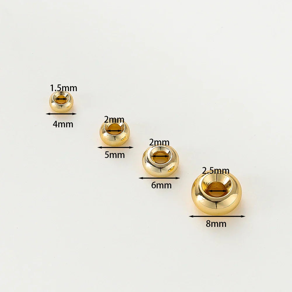 14K/18K Gold Plated 10-30Pcs 3/4/5/6/8mm Spacer Beads for DIY Necklace Bracelet Jewelry Making Supplies Accessories Wholesale