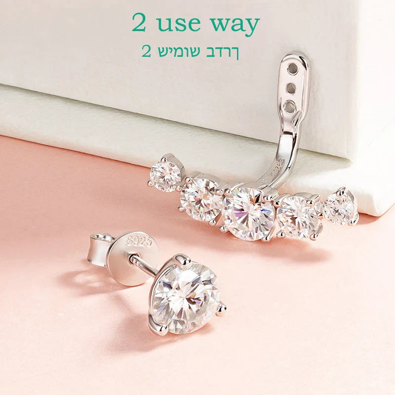 4.6CTTW Full Moissanite Stud Earrings for Women Sparkly Simulated Diamond S925 Sterling Silver Ear Jewelry Christmas Gift