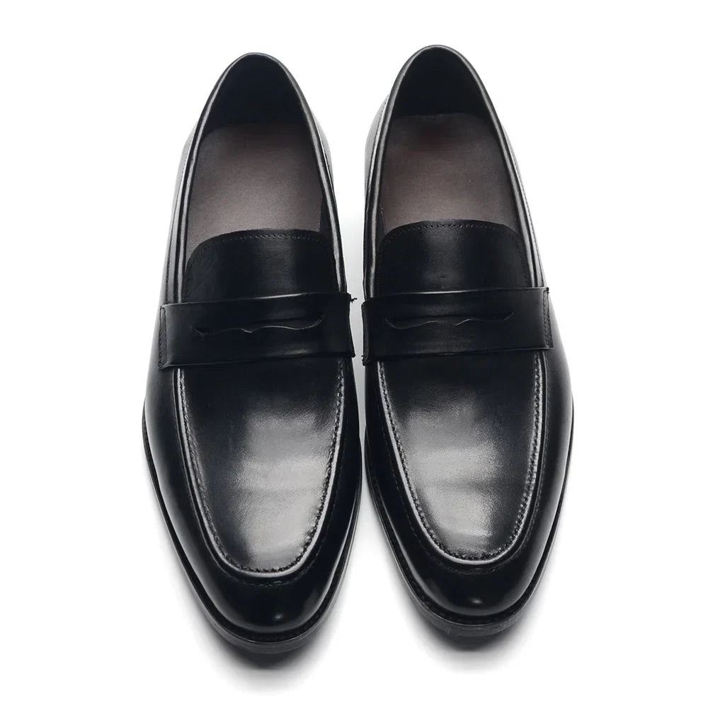 Luxury Brand Slip-On Men's Dress Shoes Genuine Leather Italian Penny Loafers Brown Blue Black Wedding Party Formal Footwear Male