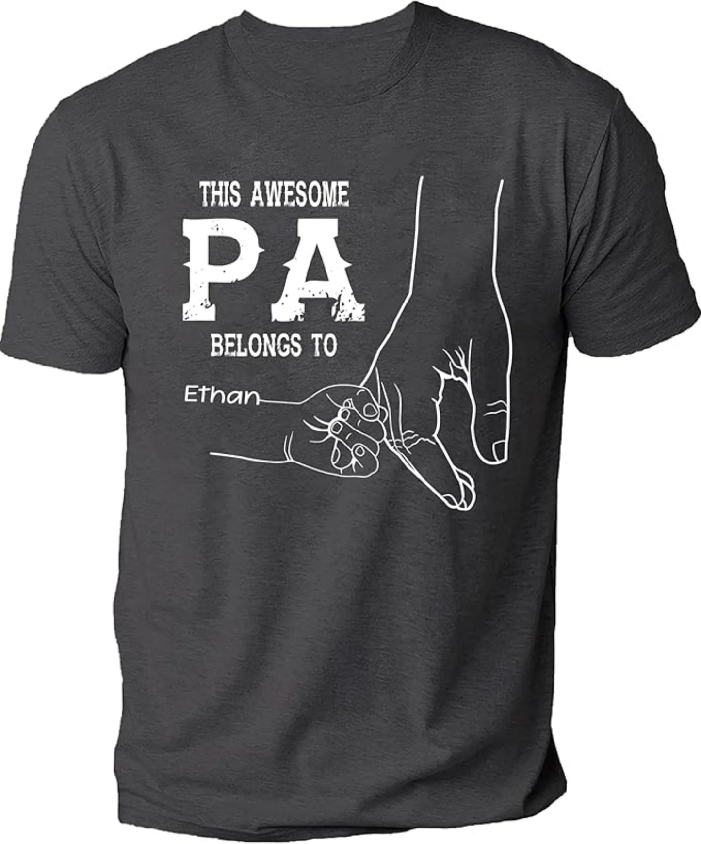 Personalize Best Grandpa Dad Ever Black Shirt - Custom Fist Bump Papa Father w Kid Name T-Shirt S-3XL