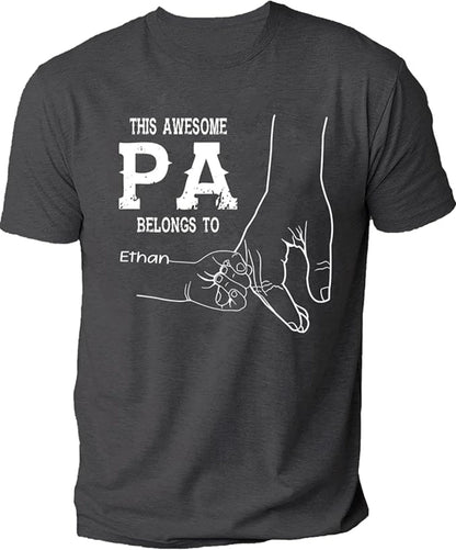 Personalize Best Grandpa Dad Ever Black Shirt - Custom Fist Bump Papa Father w Kid Name T-Shirt S-3XL