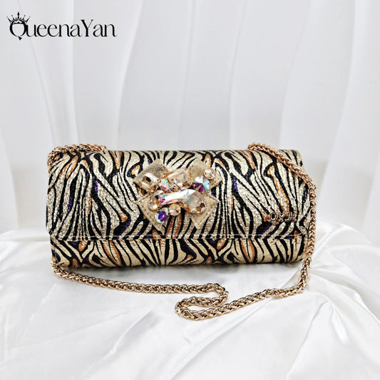 Women Elegant Gold High Heel Shoe and Matching Bag Set with Rhinestone Accents Stylish Peep Toe Design for Party