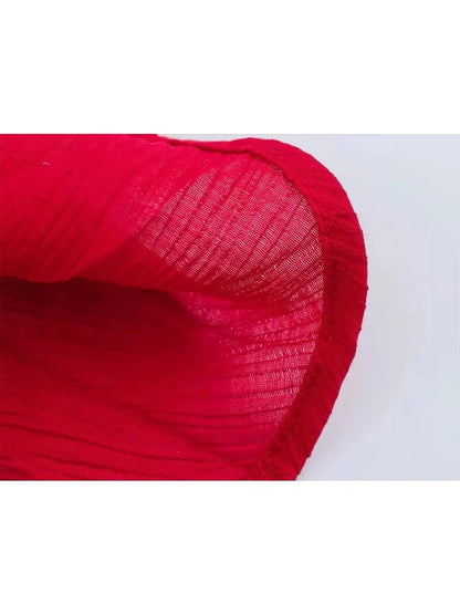Spring Summer New Women's Dress Pleated Patchwork Simple Temperament Knitted Sleeveless Long Dresses for Women 2025