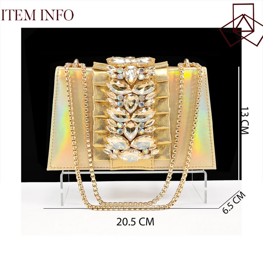 Spot goods INS Gold Color Elegant Women Heels Shoes and Bag Set Decoration Rhinestones Women High Heels Shoes