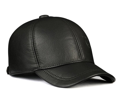 Warm Hat Man 2024 Winter Genuine Leather Baseball Caps Male Casual Cowhide Belt Ear Protect Sport Hockey Hunt Flight Casquette