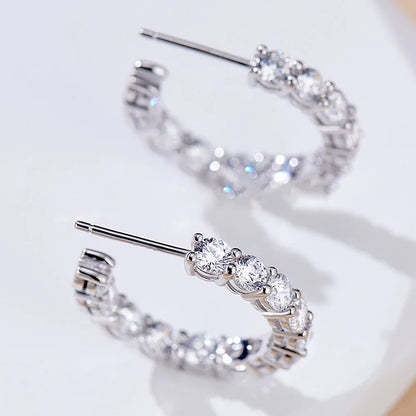 0.1carat All Moissanite Hoop Earrings D Color Sparkling Diamond Earring for Women 925 Sterling Silver Studs Fine Jewelry