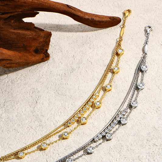 Three Layer Stacking Moissanite Bracelets 925 Sterling Silver Adjustable Women's Bracelet 16+3cm Charming Party Jewelry