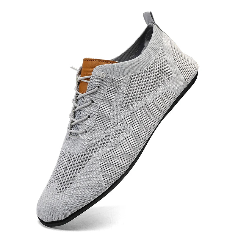 Sapatos Masculinos de Verão em Malha, Sapatilhas Planas para Uso Exterior, Sapatos de Caminhada de Alta Qualidade, Confortáveis, com Cadarço, Respiráveis, Antiderrapantes, Casuais