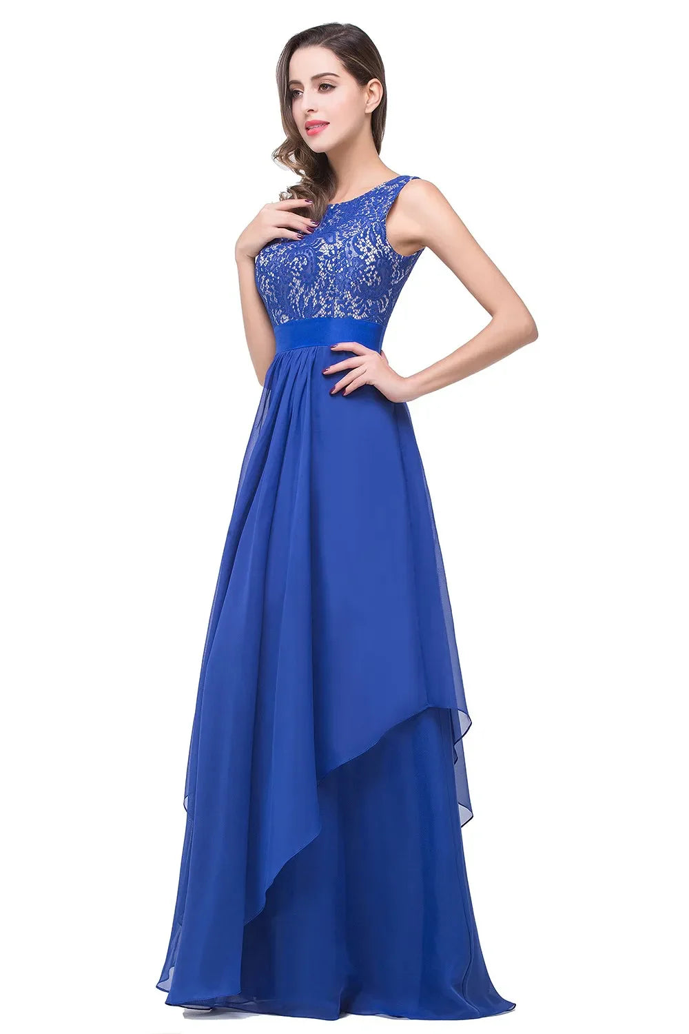 Chiffon Lace Long Prom Dresses Female Black Evening Party Gowns With Sashes Burgundy Vestido de Festa Longo Sleeveless Layers