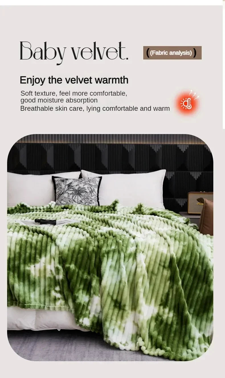 High Quality Blanket for Beds Tie Dyeing Warm Manta Single/Queen/King Flannel Fleece Thow Blanket Thick Warm Plaids Sofa Blanket