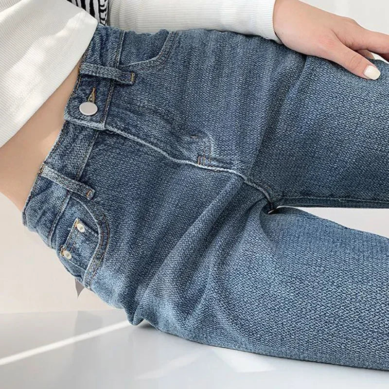 Women Baggy High Waisted Jeans Pants Girls Straight Leg Casual Denim Pants