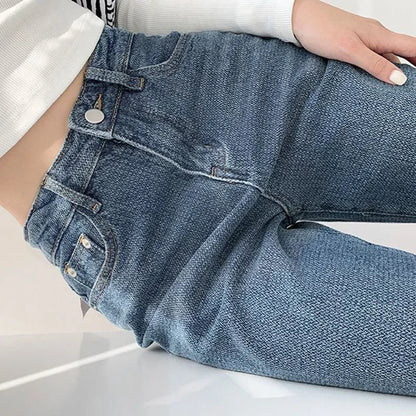 Women Baggy High Waisted Jeans Pants Girls Straight Leg Casual Denim Pants
