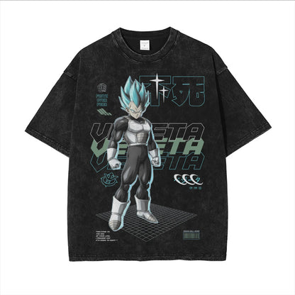 Retro Washed T-shirt Wukong Demon Man Buou Pure Cotton Cartoon Men's and Women's Animation Short-sleeved Clothing