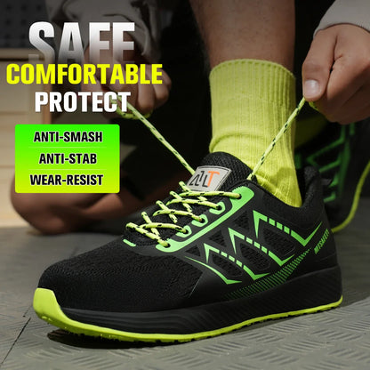 Men's Anti-Snare Steel Toe Anti-Puncture Safety Shoes Lightweight Comfortable Work Boots for Outdoor Workshop Durable Industrial
