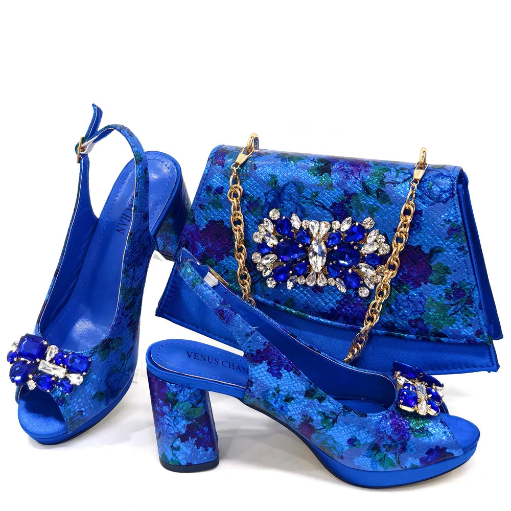 Italian Design Shoes and Bags Matching Set 2024 Women high heel Party Purple Color Nigeria Wedding Bigger Size Shoes