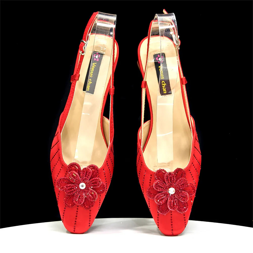 Italian Fashion Women's Elegant Orange Heels & Rhinestone Clutch Bag Set – Perfect for Parties and Special Occasions