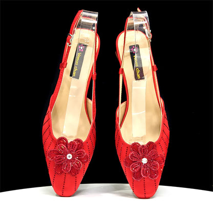 Italian Fashion Women's Elegant Orange Heels & Rhinestone Clutch Bag Set – Perfect for Parties and Special Occasions