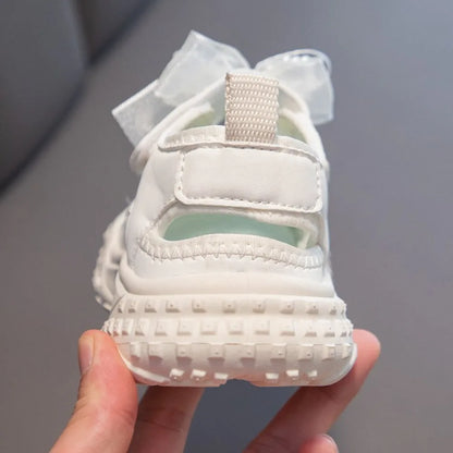 Girls Sports Sandals Sweet Lace Bows Beading Kids Casual Shoes Mesh Breathable Soft 2026 Summer New Children Princess Sandals