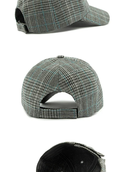 Spring Autumn Women's Baseball Cap Cotton Classic Checkered Snapback Hat Men Women British Style Hard Top Sunshade Hat