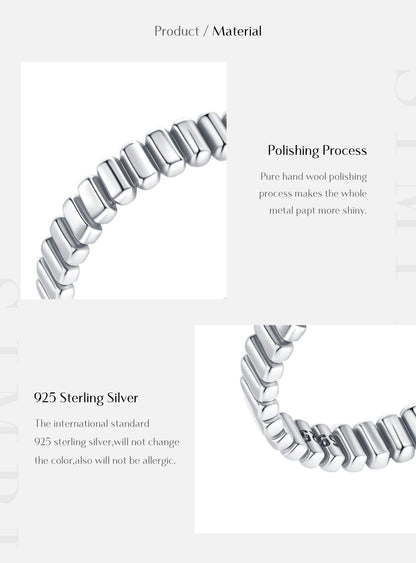 925 Sterling Silver Vintage Exquisite Geometric Stackable Eternity Band Rings For Women Retro Daily Fine Jewelry Gifts