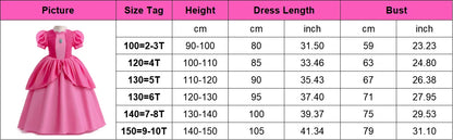 Peach Cosplay Dress Girl Movie Role Playing Princess Fancy Carnival Birthday Party Outfits Children 2-10y Pink Queen Vestidos