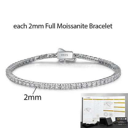 2-5mm Man Moissanite Tennis Bracelet S925 Sterling Silver for Women Full Lab Diamond sparkling Wedding Party Jewelry