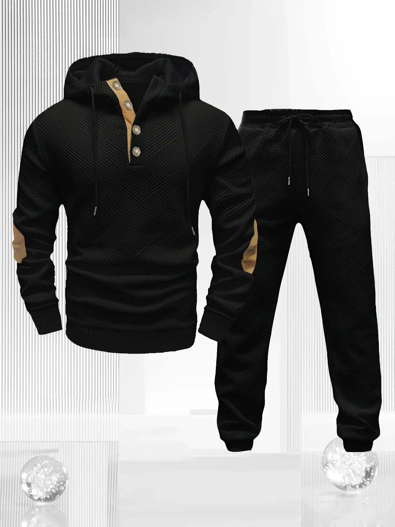 Men's Sportswear Solid Color Joggers Hoodie Sweatshirts and Long Pants 2 Piece Set Fashionable Casual Sports Set Men's Tracksuit