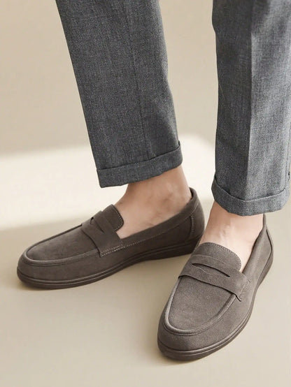 Business Commute Slip On Men's Loafers Preppy Breathable Suede Casual Shoes Outdoor Flats Non Slip Daily Walking Driving Shoes