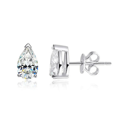1CT 2CT 4CT Pear Cut Moissanite Stud Earrings for Women Sparkling Solitaire Jewelry 925 Sterling Silver Valentine Gift