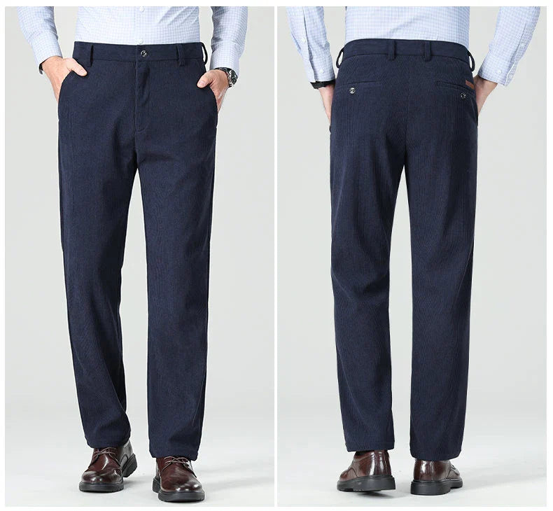 Men's Corduroy Pants Classic Casual Pants Straight Leg Regular Fit Streetwear Commuting with 5 Pockets