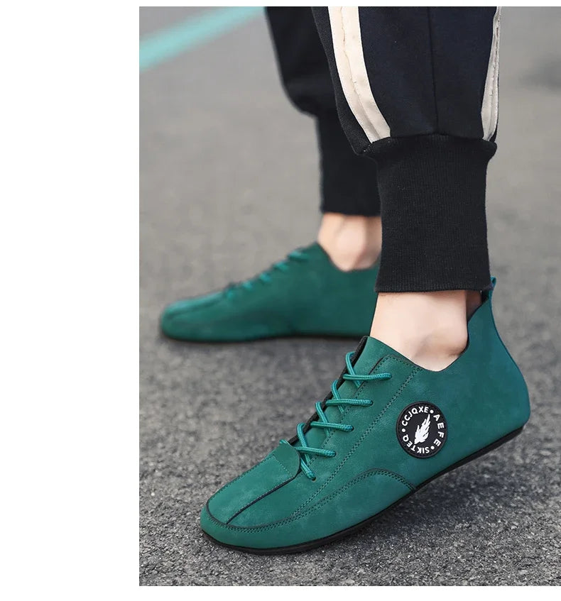 Men's Loafers Lightweight Driving Casual Thin Bottom Flats Shoes Soft Sole Comfortable Non Slip Lace-up Walking Shoes Men