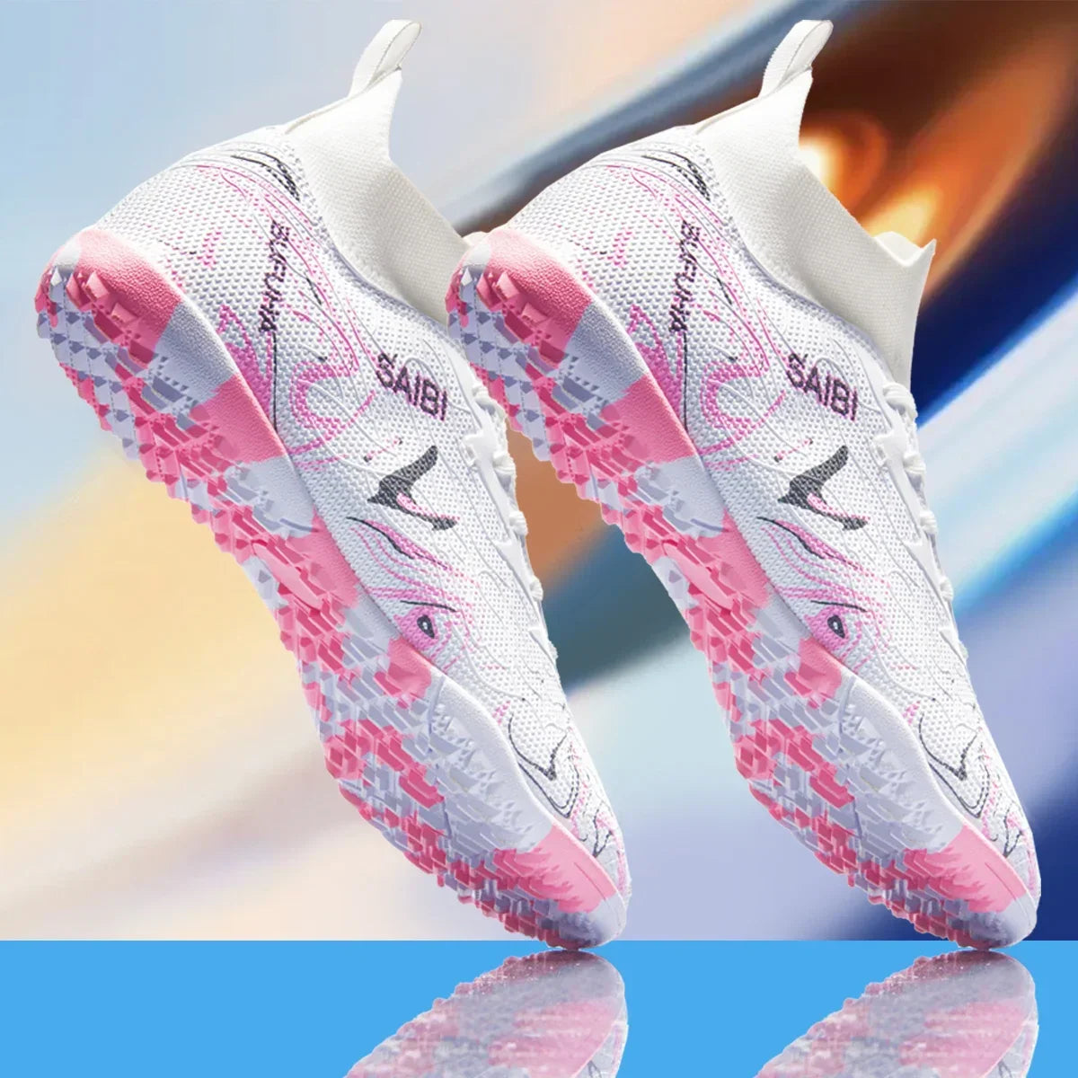football boots sneakers chuteira society soccer shoes Above the ankle but not to the knee Anti-slip column Sole spikes
