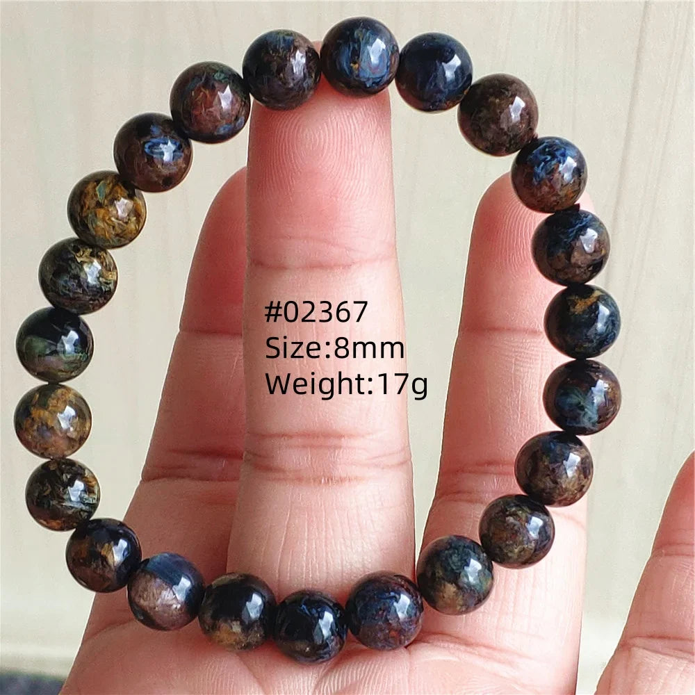 Natural Blue Pietersite Bracelet Women Men Beads Round Beads Chatoyant Cat Eye Fire Pietersite Namibia AAAAAA