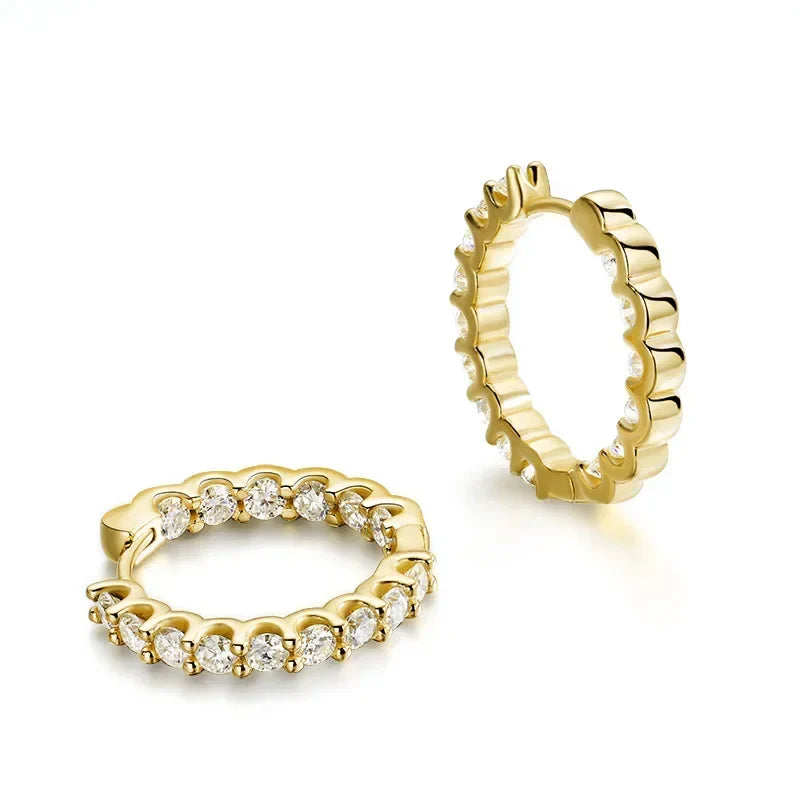 2.5mm Full Moissanite Hoop Earrings for Women Sparkling Halo Wedding Jewelry 925 Sterling Silver Earring Wholesale GRA