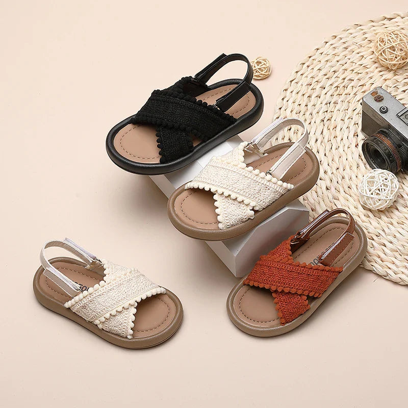 Girl Summer Sandals Classic Fashion Ethnic Style Kids Beach Sandals Fashion Open-toe Versatile Children Non-slip Causal Shoes