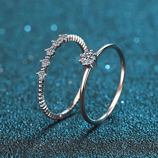 3mm Moissanite Ring Set Silver 925 Brilliant Cut 0.1 Carat Diamond Test Past D Color Moissanites Rings Original Jewelry