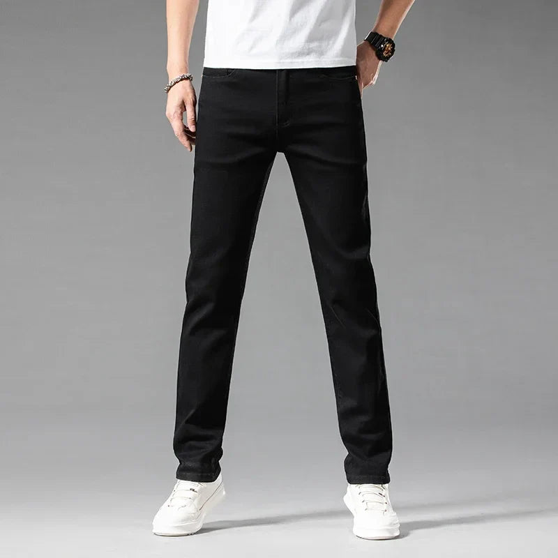 White Summer Men's Slim Jeans Classic Business Fashion High Quality Cotton Stretch Denim Pants Brand Trousers