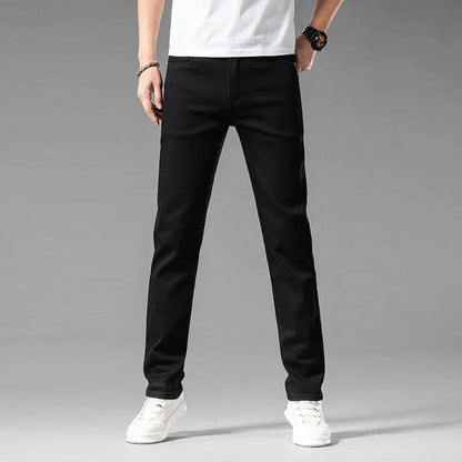 White Summer Men's Slim Jeans Classic Business Fashion High Quality Cotton Stretch Denim Pants Brand Trousers