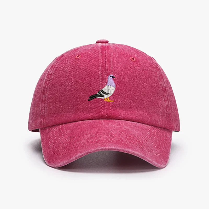 Embroidery Pigeon Design Spring vintage Baseball caps Men Women Water Washed Sunscreen Sun Hat Sports Fishing Sunshade Dad Hat