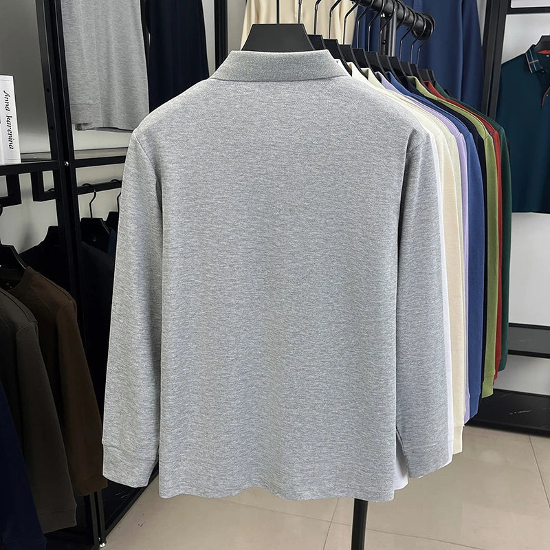 Original Brand Men's Polo Shirt 100 Cotton Lapel Dog Embroider Long Sleeve T-Shirt Autumn New Business Casual Handsome Men'swear