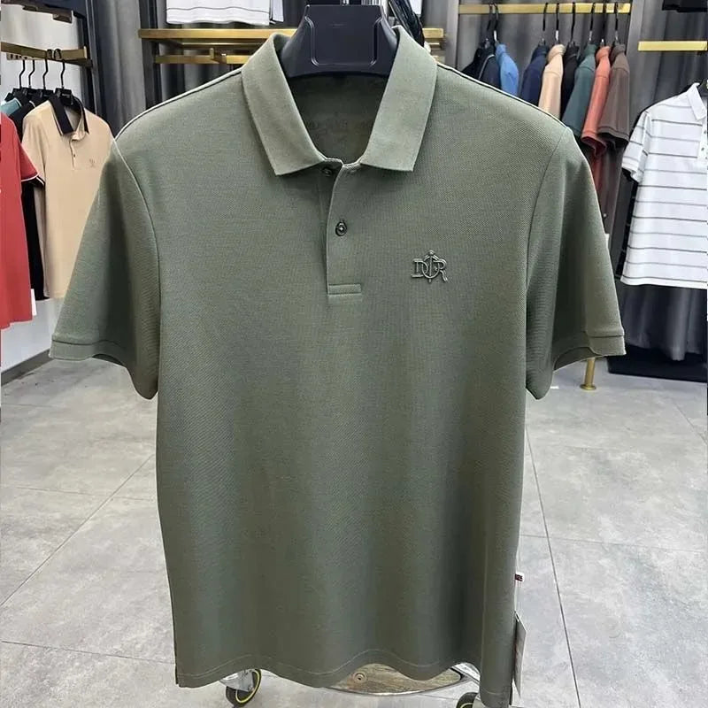 Designer brand 100%cotton short sleeve polo shirt summer trend letter embossed lapel top casual golf T-shirt business men's wear