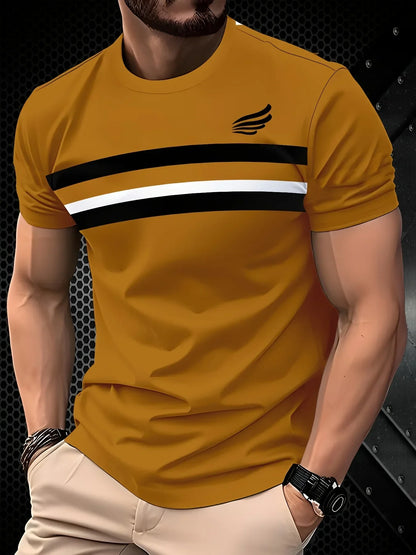 Simple Fashion Striped Graphic T Shirts For Men Summer Casual Short Sleeve 3D Printed T-shirts Loose Breathable Daily Wear Tees