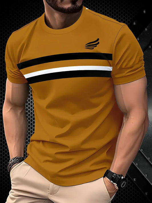 Simple Fashion Striped Graphic T Shirts For Men Summer Casual Short Sleeve 3D Printed T-shirts Loose Breathable Daily Wear Tees