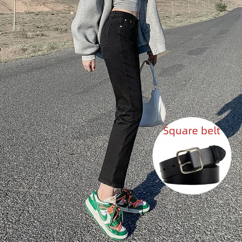 Light-colored High-waist Straight-leg Jeans Women Spring/autumn Slimming Elastic Versatile Tube Pants
