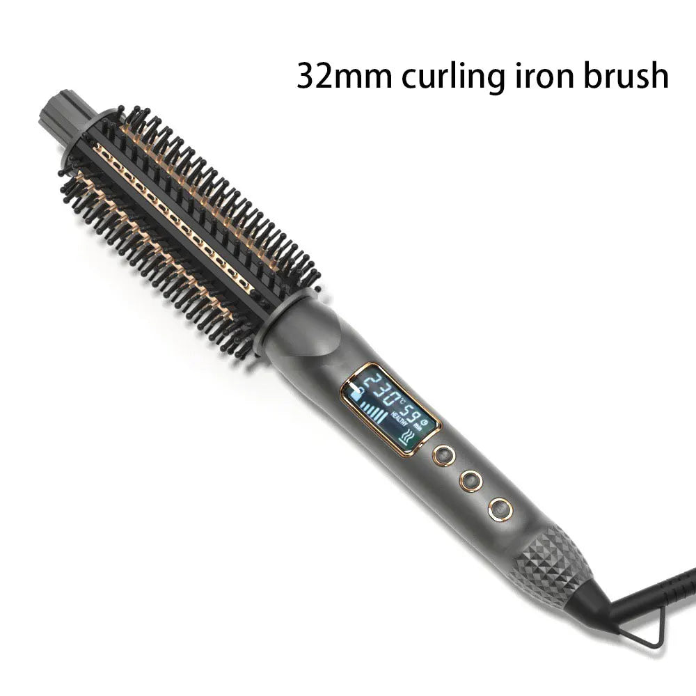 3-In-1 Hair Curler Straightener Anti-Scald Curling Iron Brush Ceramic Ionic Hair Heated Round Brush Electric Curling Wand