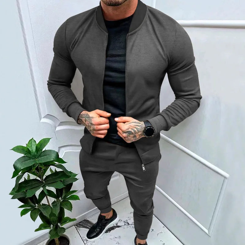 2025 Men's Fitness Sports Style Outdoor Casual Zipper Set In Stock