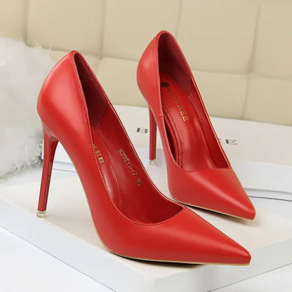 Plus Size 34-43 Woman Classic Concise 7.5cm 10.5cm High Heels Lady Elegant Colorful Pumps Scarpins Yellow Mid Low Heels Shoes
